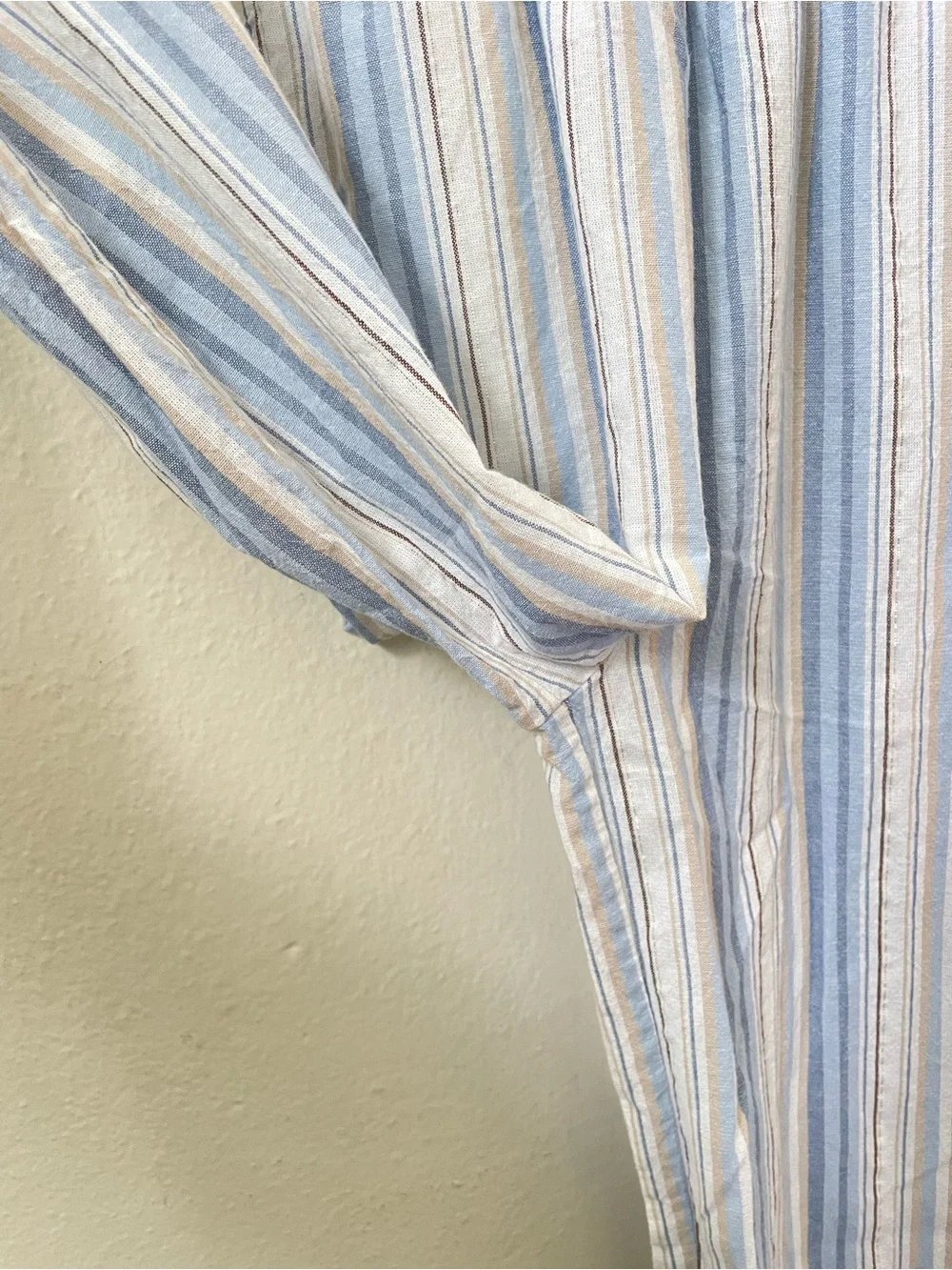 Tahari Girl Blue Striped Jumpsuit Size 10 Smocked Flutter Sleeve Cotton